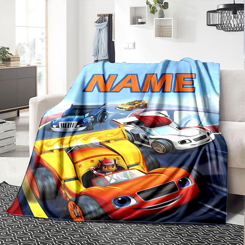 Coperta Morbida Personalizzabile Blaze e le Macchine Mostro2 – Nome Personalizzato, Coperta Accogliente per Tutte le Stagioni, Lavabile in Lavatrice, Coperta Personalizzata