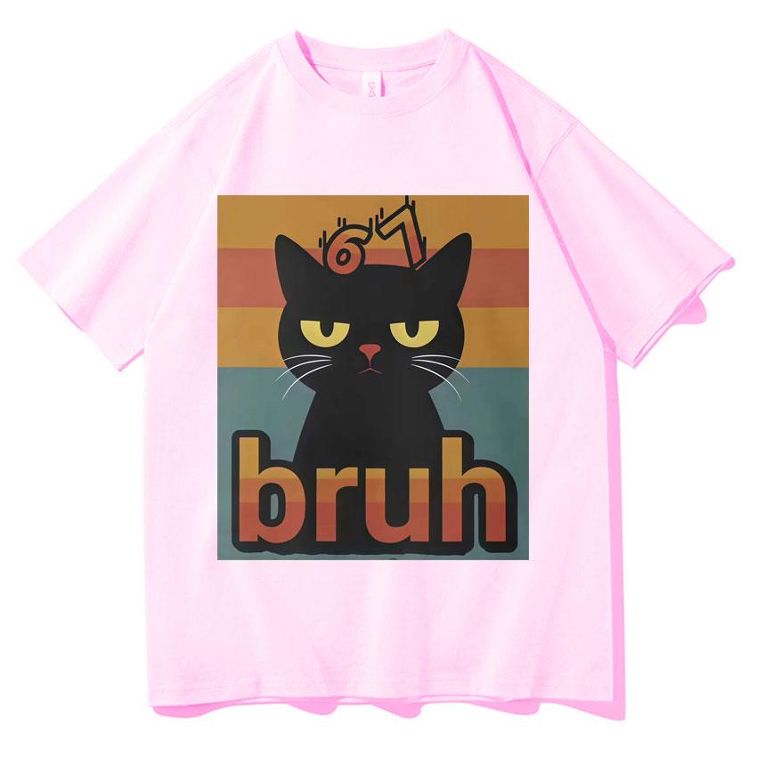 Funny Cat Six Seven Graphic Tee Unisex Summer Gothic Short Sleeved Aesthetic Y2k Clothes Casual Cozy Tshirt Streetwear Teenagers
