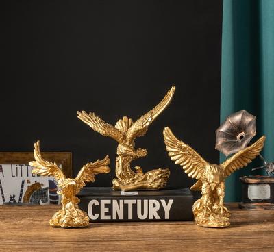 Nordic Resin Golden Eagle Falcon Statue Craft Sculpture Decoration Home Living Room Office Desktop Cabinet Decoration