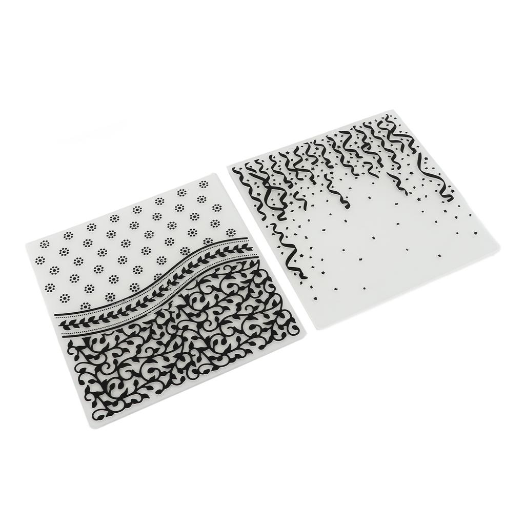 2pcs Embossing Folders Embossed Texture 15.1x15.1cm 5.9x5.9in Decorative Plastic Embossing Stencils for DIY Paper Craft