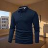 Autumn Winter Men Business Casual Long Sleeve Pure Color Polo Shirt Men Sport Lapel Golf Polo Shirt
