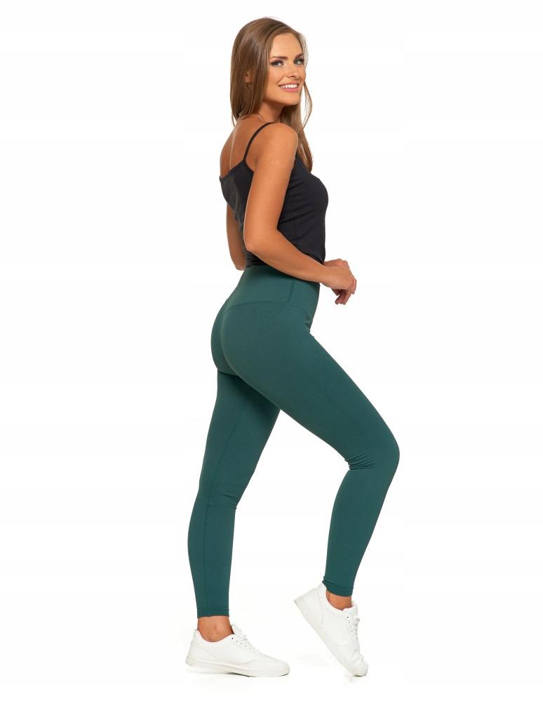 Women's Sports Leggings High Waist Ribbed Stylish MORAJ XXL/3XL green