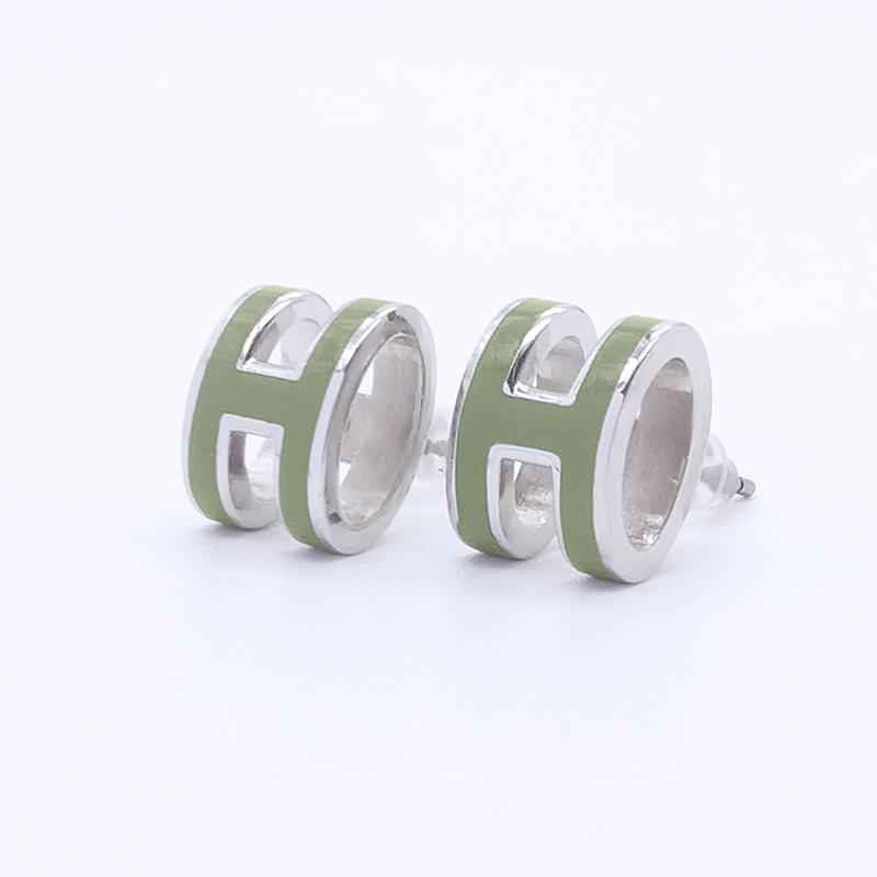 Kolczyki sztyfty Litera H 3D Kolorowa Emalia Epoksydowa - Mała Biżuteria do Pracy ze Stali Tytanowej