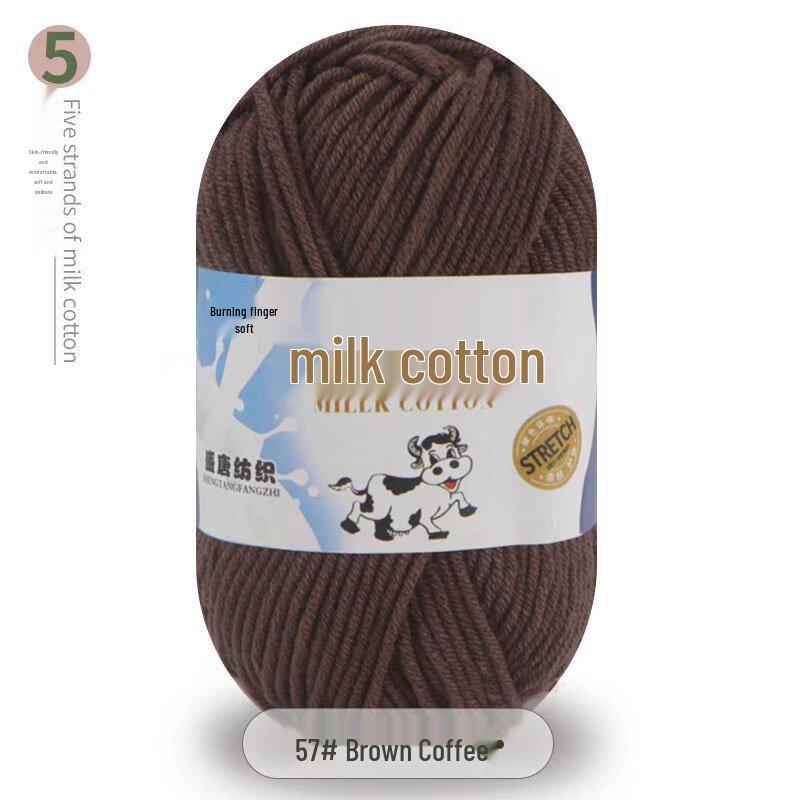 Five-Strand Milk Cotton Yarn for Crochet: Medium-Thick, Hand-Knitted DIY Kit for Dolls, Shoes, Scarves.