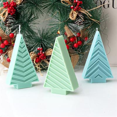 Weihnachten Geometrische Silikon Kerzenform Dreieck Flach Weihnachtsbaum Geometrisches Muster DIY Aromatherapie Kerze Seife Gips