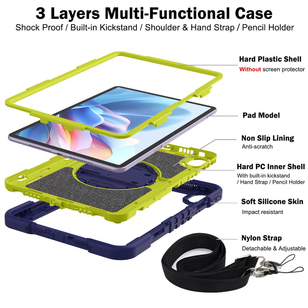 For Huawei MatePad 11.5 S Case Silicone+PC Kickstand Tablet Cover with Shoulder Strap