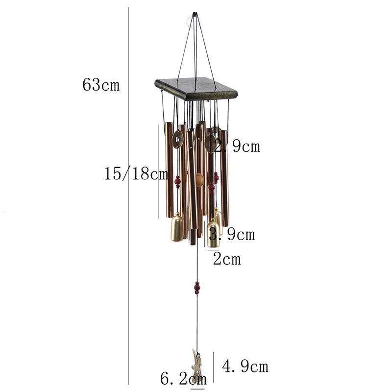 1pc Bamboo Wind Chime Light Color Five Tube Natural Coconut Shell Wood Garden & Home Hanging Door Decoration Handmade Craft Gift