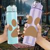 1PC Simple Dog Paw Print 750ml Color Plastic Sports Water Bottle Leakproof Flip Straw Lid Suitable for Sports Office Home Use