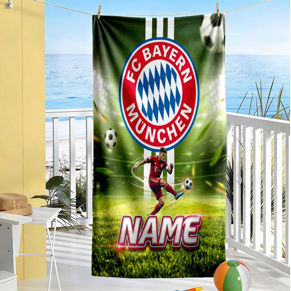 Bayern Munich Soccer Match Customize Your Name Beach Towel High Absorbency & Quick-Dry Perfect for Traveling Yoga Camping and Swimming