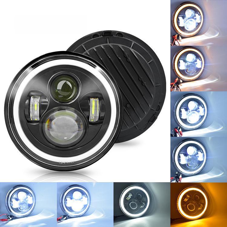 7-Zoll-RGB-Angel-Eye-LED-Scheinwerfer mit 50 W für Wrangler-Auto und Motorrad