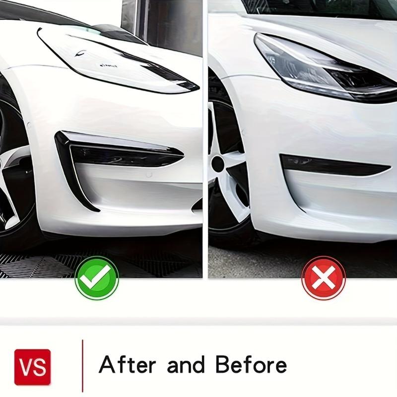 Tesla Model 3 Y 2017 2018 2019-2023 Glossy Black/Carbon Look Car Front Bumper Fog Light Frame Spoiler Decoration Body Kit