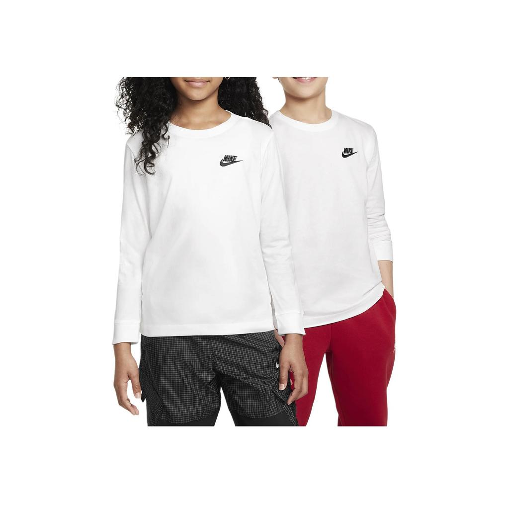 Nike Sportswear Soft And Breathable Long Sleeve T-Shirt Kids Tops White FZ4946-100