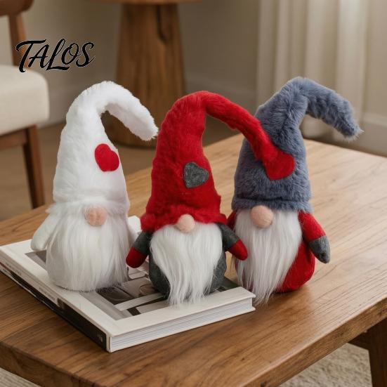 Holiday Gift Ornaments Christmas Faceless Doll Ornament, Plush Gnome Decoration for Home, Xmas Polyester Hanging Decor Figurine with Heart Cap,