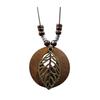 Women Sweater Chain Single-layer Wooden Beads Rose Decor Pendant Retro Ethnic Style Clothes Jewelry Dating Prom Party Garment Decoration Necklace