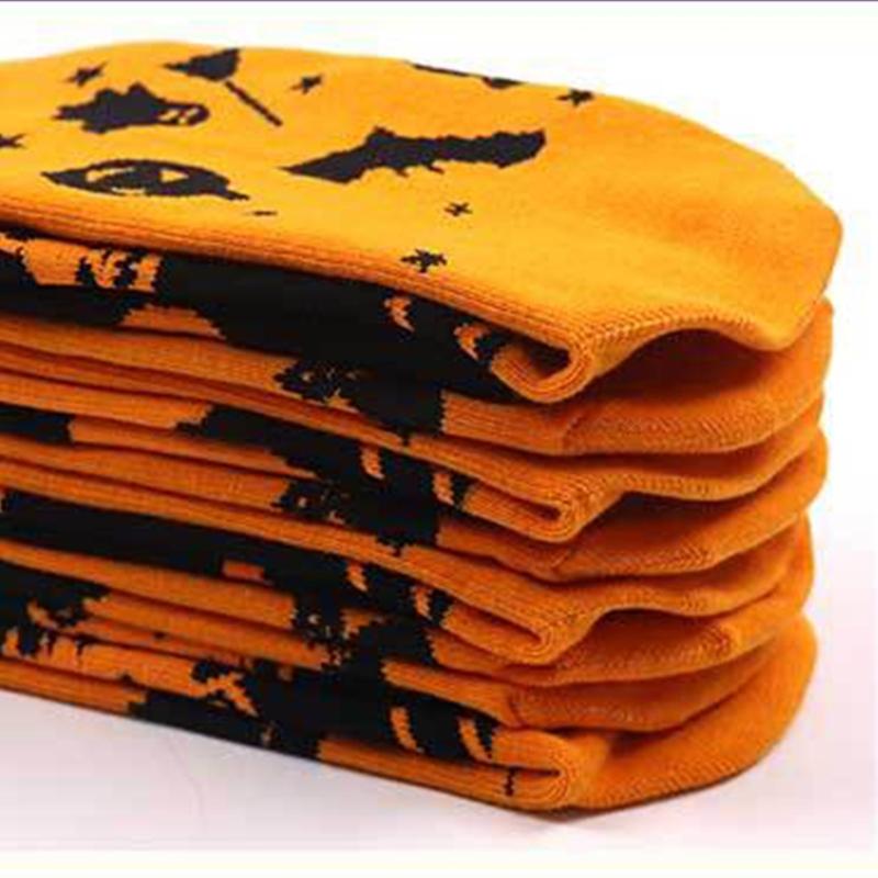 Comfortable Cotton Crew Socks with Spooky Ghostly Pumpkin Pattern for Halloween Festivities Middle Tube Calf Socks
