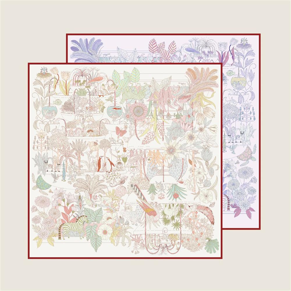 Brand Silk Scarves Animals Printed Twill Silk Scarf Women Shawls Luxury Design Hijab Fashion Square Curled Scarf Neckerchief