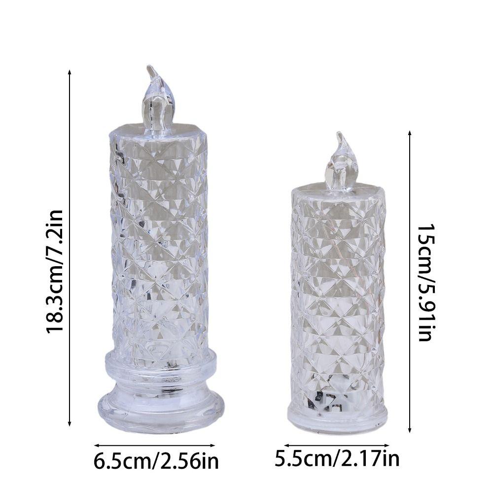 2Pcs Rose Projection Crystal LED Candle Light Transparent Battery Powered Christmas Decoration Lights Romantic Atmosphere