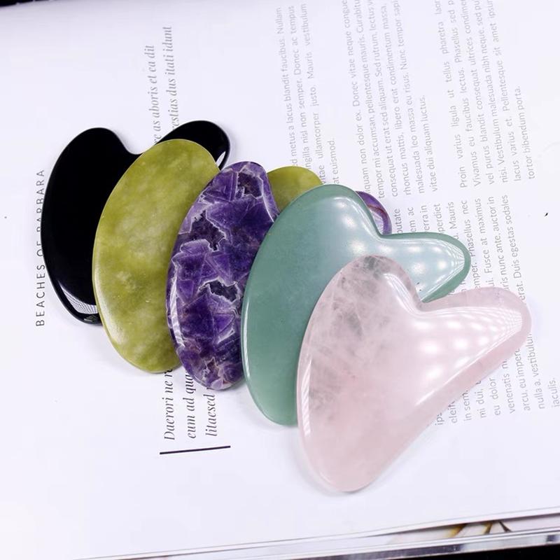 1Pc  Stone Gua Sha Massage Board For Face Rose Quartz Guasha Plate Jade Face Massager Scrapers Tools For Face Neck Back Body