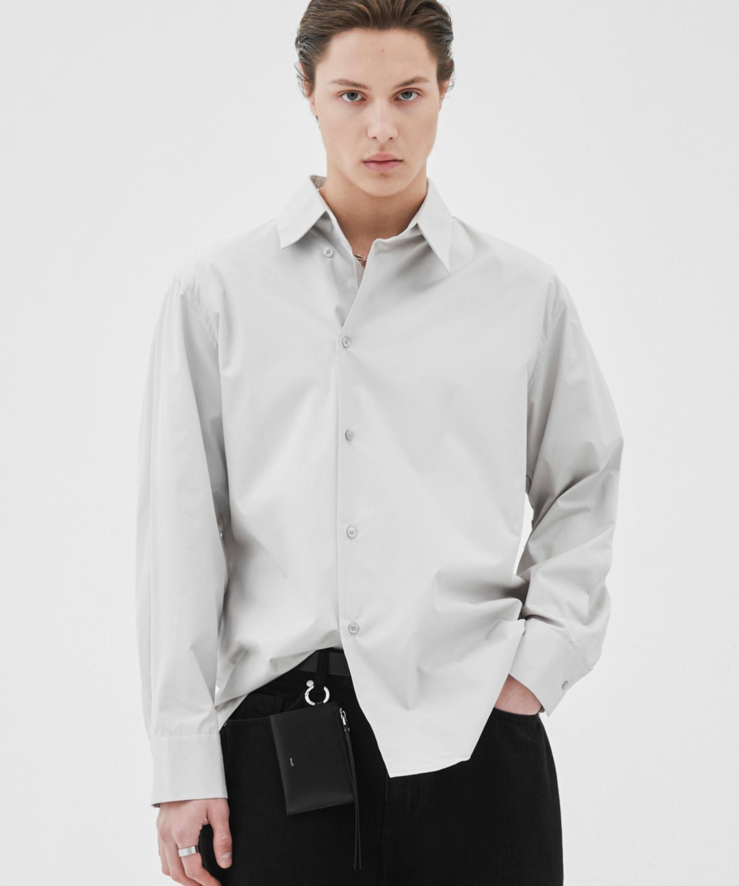Muel Asymmetrical Neck Shirt (Light Gray) Light Gray/L