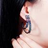 WWJ New Fashion Design Black Golden Color Bohemian Multicolor Zircon Double Hoop øredobber