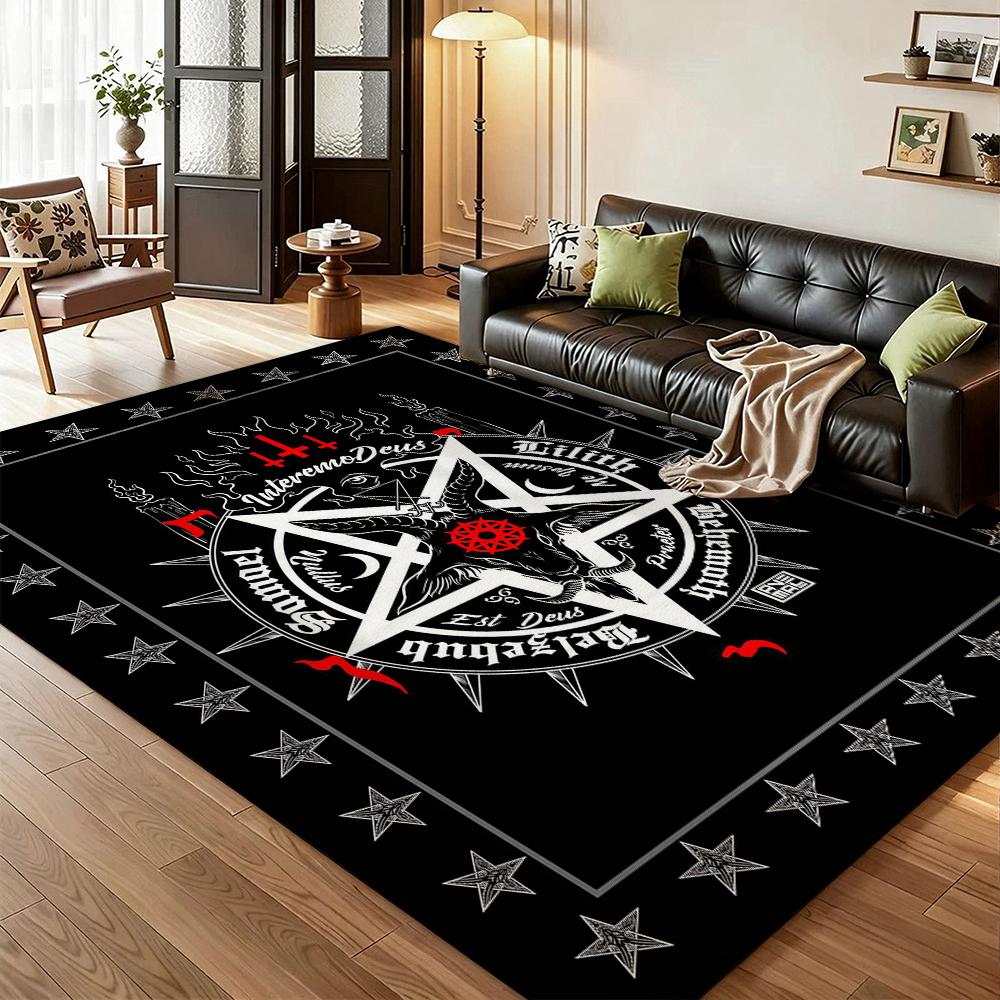 Dark Occult Pentagram Ritual Theme Indoor Rug Allseason Carpet For Bedroom Study Home Decor Halloween Gift