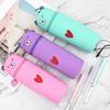Silicone Pencil Case Bear Shaped Portable Pencil Pouch Cute Stationery Organizer for Pen Rulers Makeup Brushes Students School Supplies