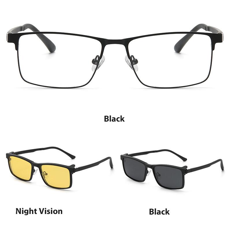 Flip-up Magnetic Clip-on Prescription Glasses 3 in 1 Polarised Myopia Sunglasses Anti Glare Night Vision Reading Glasses