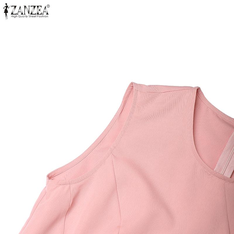 ZANZEA Women Casual Round Neck Summer Sleeveless Dress