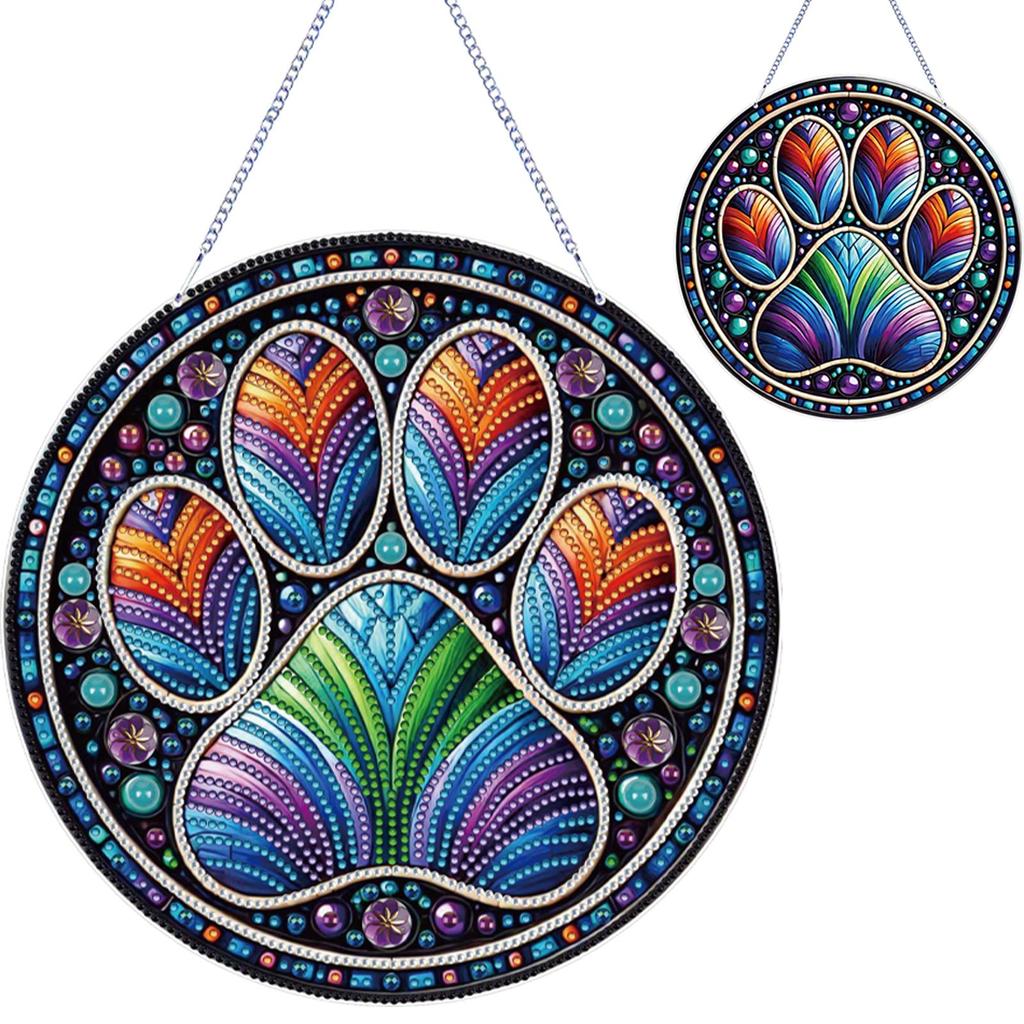 5D DIY Diamantmalerei Punkte Anhänger Doppelseitiger Druck Strassstein Diamantkunst Fensteranhänger für Gartenfenster Dekoration