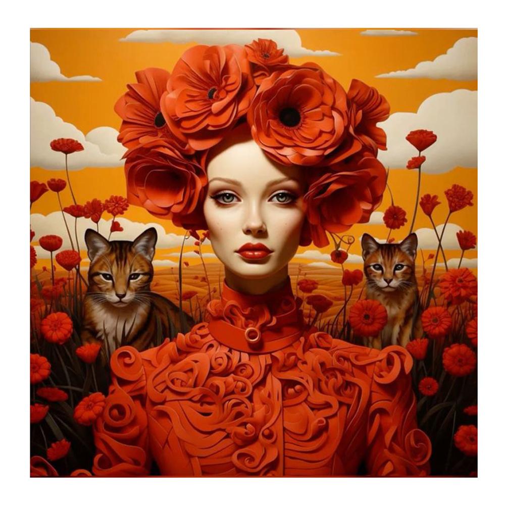 5D DIY Malowanie Diamentami Sztuka Surrealizm Kwiaty Okulary Przeciwsłoneczne Dziewczyna Ptak Mozaika Zestaw Haftowany Rhinestone Krzyżyk Wystrój Domu