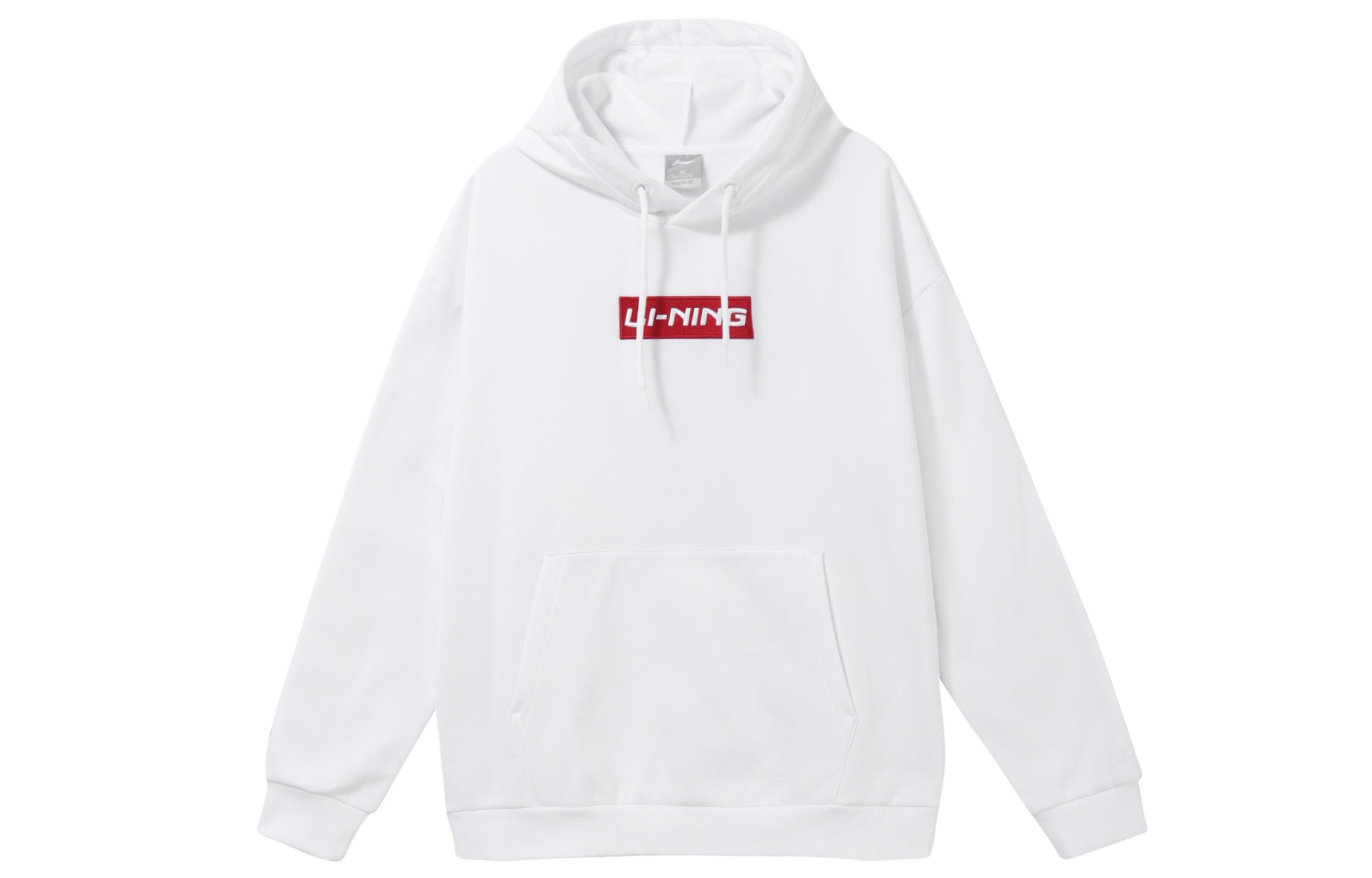 Li Ning Sports Fashion Collection Sweatshirts Unisex White Hooded Thickened Regular AWDRC33-1 XXL