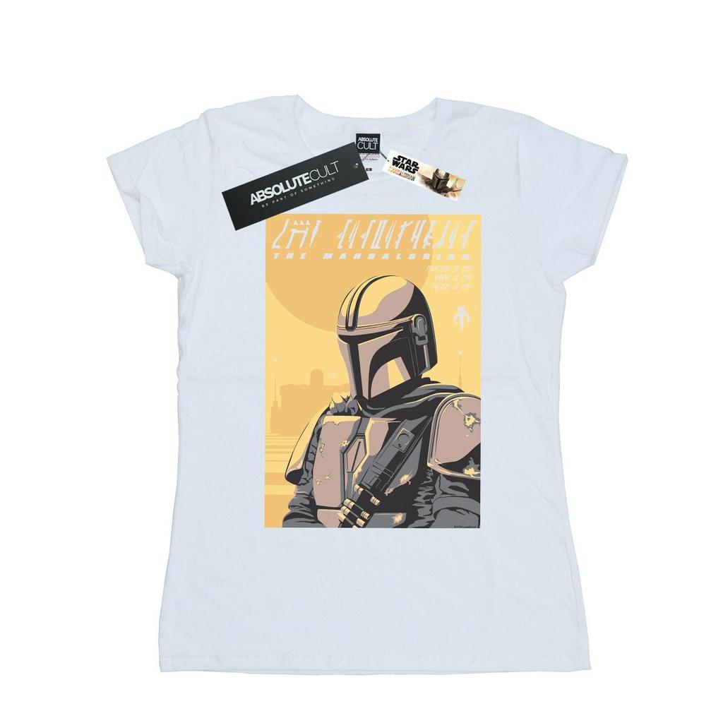 Star Wars Womens/Ladies The Mandalorian Art Poster Cotton T-Shirt