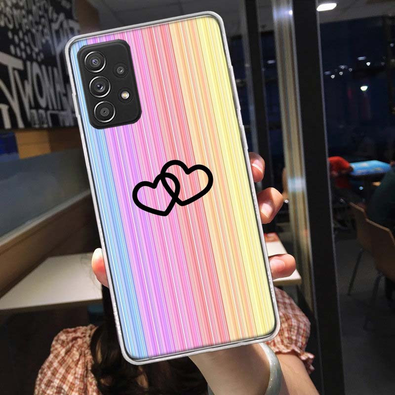 Rainbow Gradient Love Phone Case for Samsung A54 A57 A37 A17 A14 A15 A12 A24 A34 A55 A35 A25 A52S A07 A05S A04S A22 A32 A72 Gala