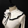 Retro Odnímatelný Šál Klaunský Kostým Ženy Černá Bílá Tanec Falešný Límec Klopa Pelerína Skládaný Dvouvrstvý Límec Krční Volán