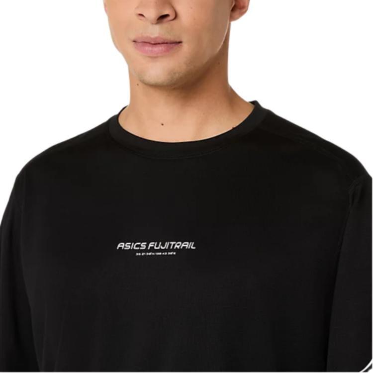 ASICS FUJITRAIL T Shirts Men's Performance Black/Load Gray/Cool Gray Crew Neck Moderate 2011D525-001