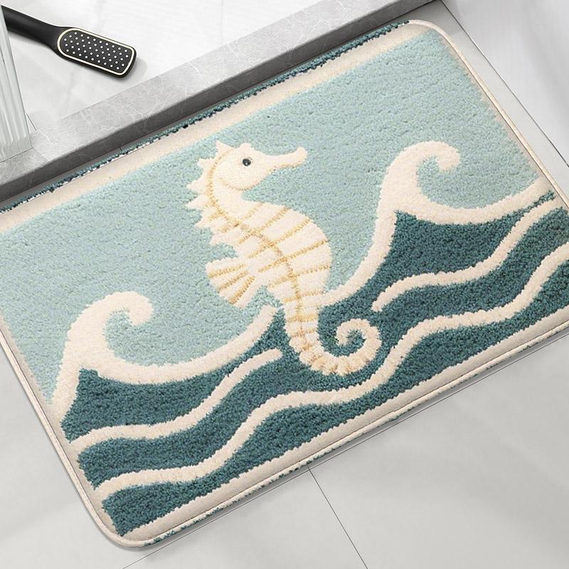 Underwater Fish Bathroom Anti Slip Floor Mat, Shower Room Small Carpet, Washbasin, Absorbent Foot Mat, Modern Decorative Mat