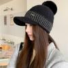 Knitted Winter Baseball Cap Windproof Brimmed Windproof Hat Thermal Knit Visor Beanie  Girls
