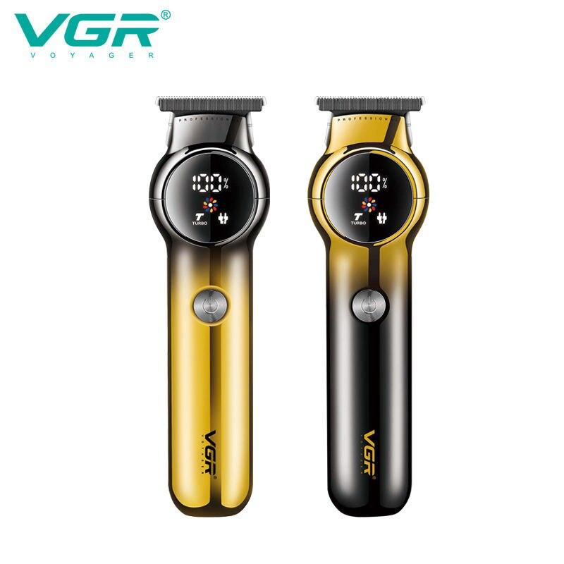 VGR V-989 Men's Hair Clipper Gradient Color Body Hair Trimmer USB Dual Use Pusher Powerful LED Intelligent Digital Display Pusher Home Hair Trimming