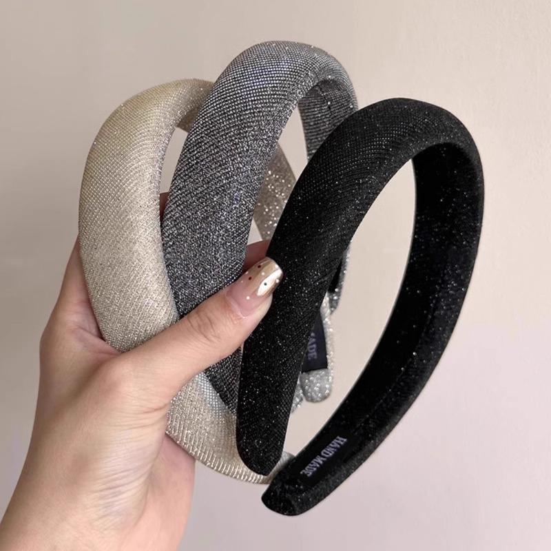 Luxuriöses Koreanisches Stil Graues Funkelndes Diamant-Stirnband - Hochwertiges Retro-Haaraccessoire
