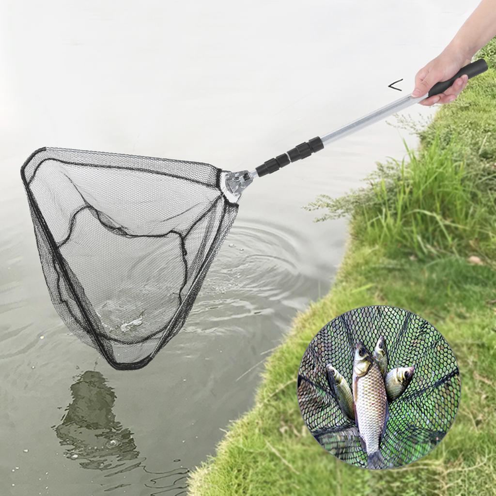 1.5M Durable Triangular Folding Fishing Landing Net with Telescoping Pole Handle