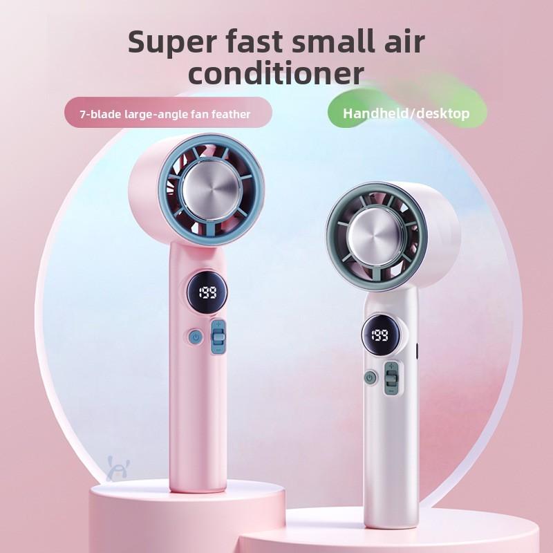 Handheld Ice Cooling Fan With Type C Rechargeable And Adjustable Speed For Outdoor Use