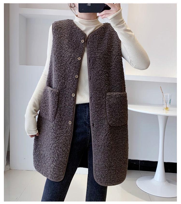 Women's Mid-Length Faux Lamb Wool Vest - Autumn/Winter Fashion Versatile Coat
