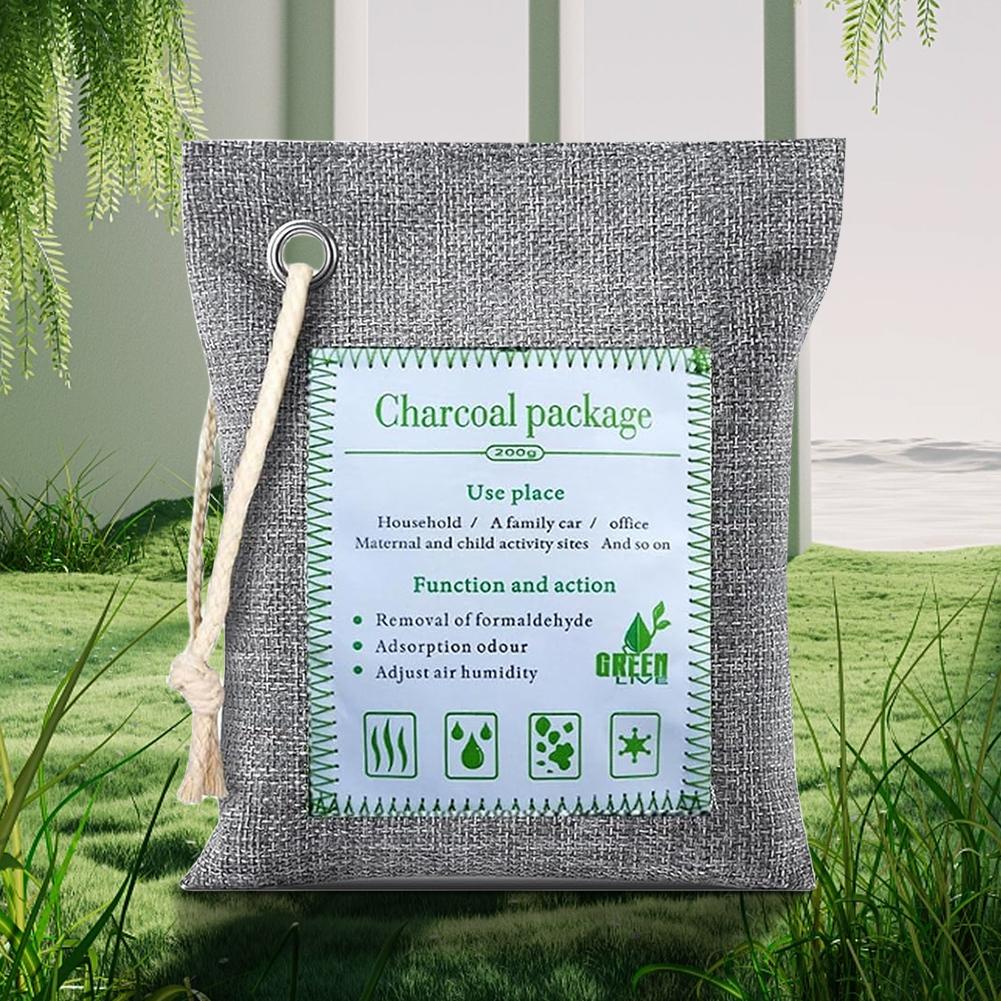 Bambuskohle Luftreinigungsbeutel 2x200g Nature Fresh Luftreinigerbeutel Wiederverwendbarer Geruchsabsorbierer Feuchtigkeitsabsorbierer für Auto Schrank
