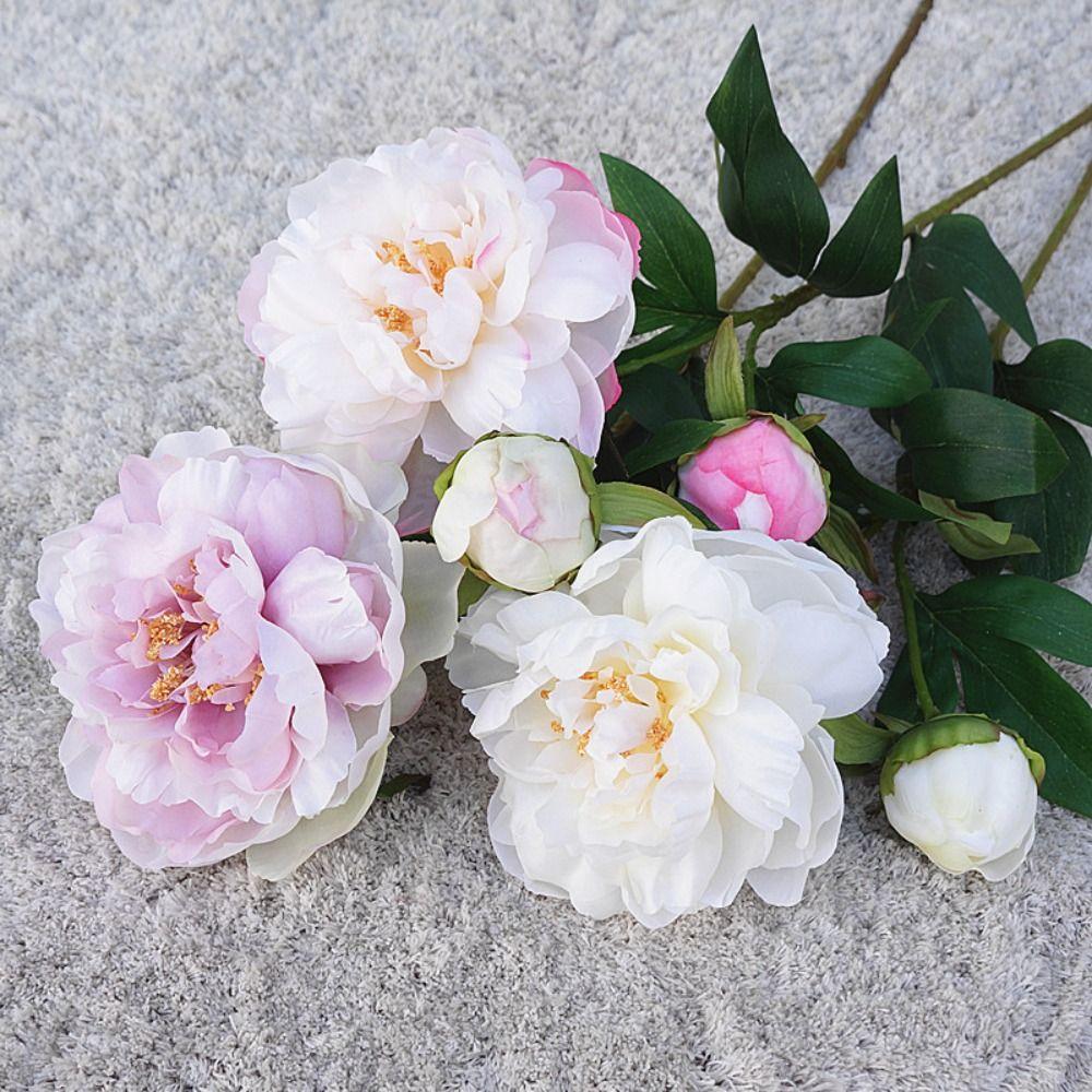 

Handmade 2 Heads Peony Flowers Flexible Peony Flower Bouquet Artificial Peony Flowers Hotel