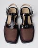 Krula 19883 36 Brown Patent Leather Sandals with Mesh