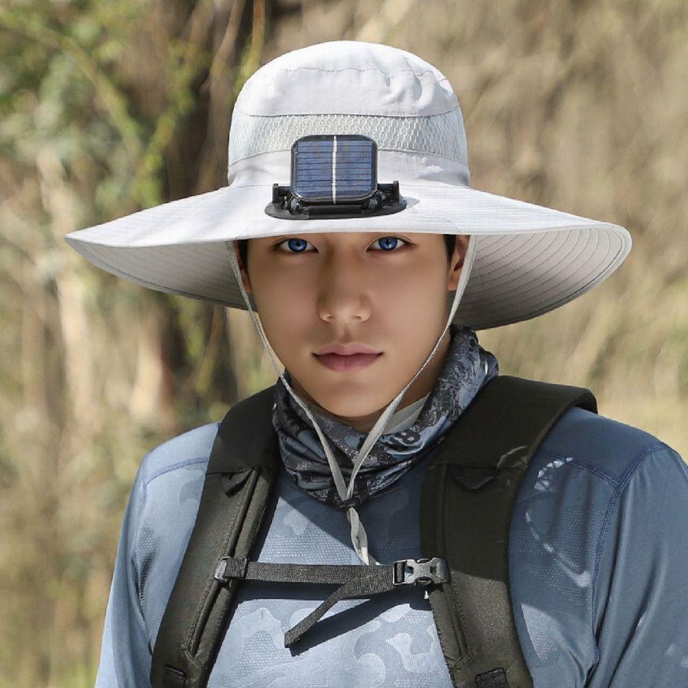 Strong Wind Sun Hat with Fan UV Protection Fishing Bucket Hat Convenient Solar Fan Hat  Sport