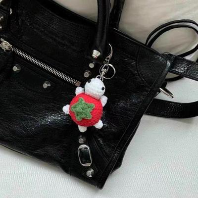 Handmade Turtle Keychain Charm Soft Knitted Wool Bag Pendant Unique Key Rings Bag Accessory Present for Men and Women