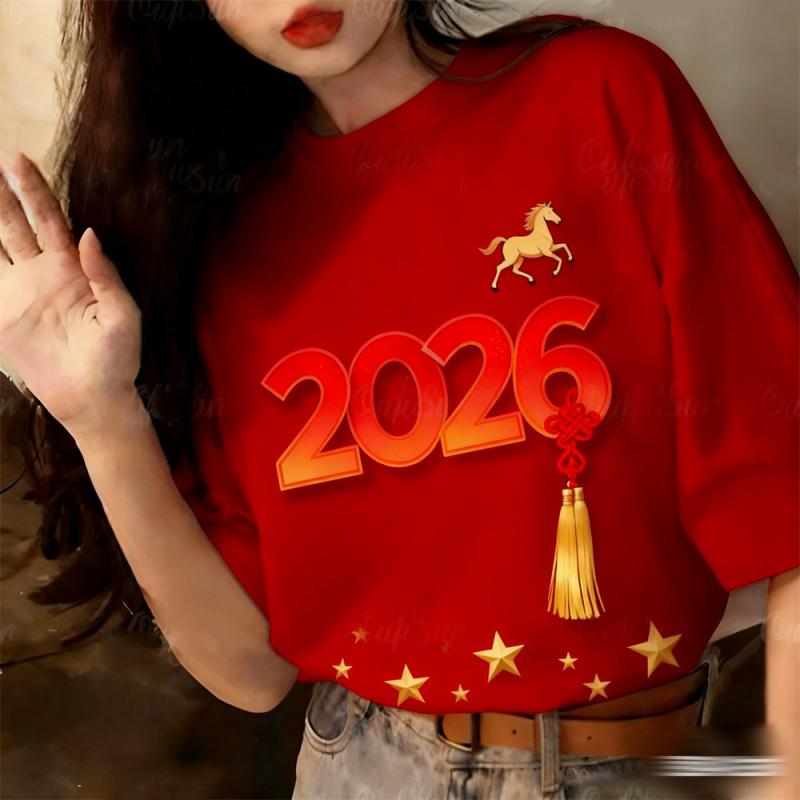 Women Horse Year 3D Printed Tees Summer Casual Street O-Neck Tops Short Sleeves Oversized T-Shirts