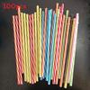Food Grade Pp Striped Drinking Straws With Ring For Party Catering And Beverage Service