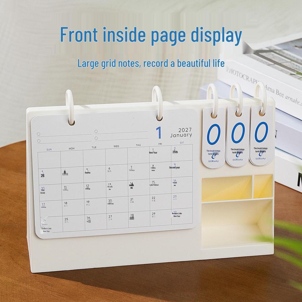 2027 Multi-functional Acrylic Desk Calendar with Custom Logo | High-Aesthetic Simple Style Desktop Ornament